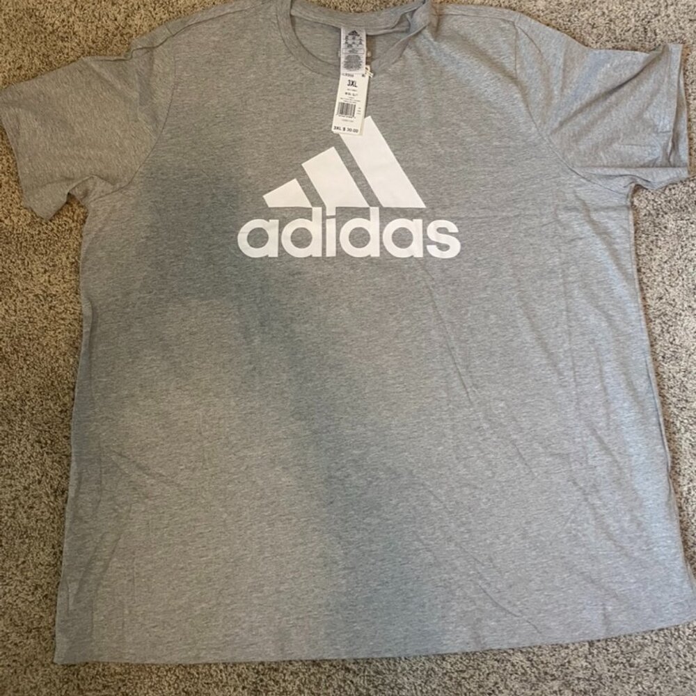 Adidas Men’s T-Shirt Size 3XL Medium Gray Heather Logo NWT